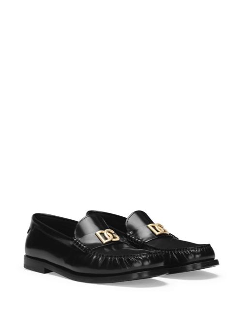 black calf leather logo plaque slip-on Dolce & Gabbana | A30248AQ23780999